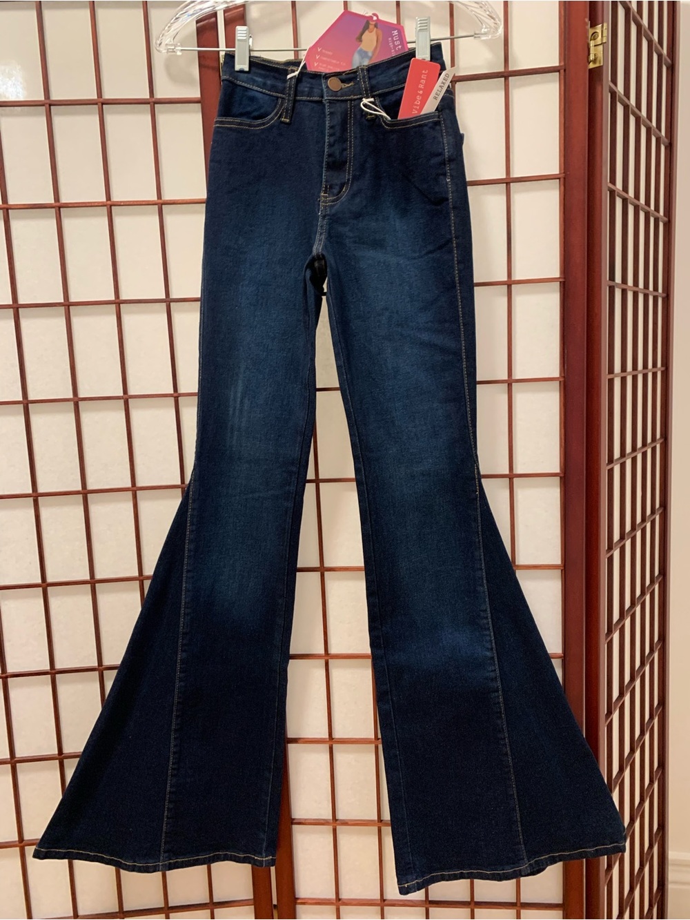 NWT VIBE and RANT MUST HAVE Hi-Rise Flare Bell Bottom Dark Wash Jeans Size 1/25